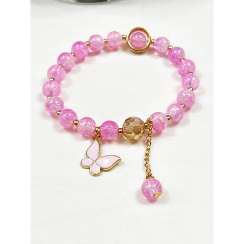 Butterfly Pendant Mix Bead Bracelet: MIX COLOR / ONE(12)
