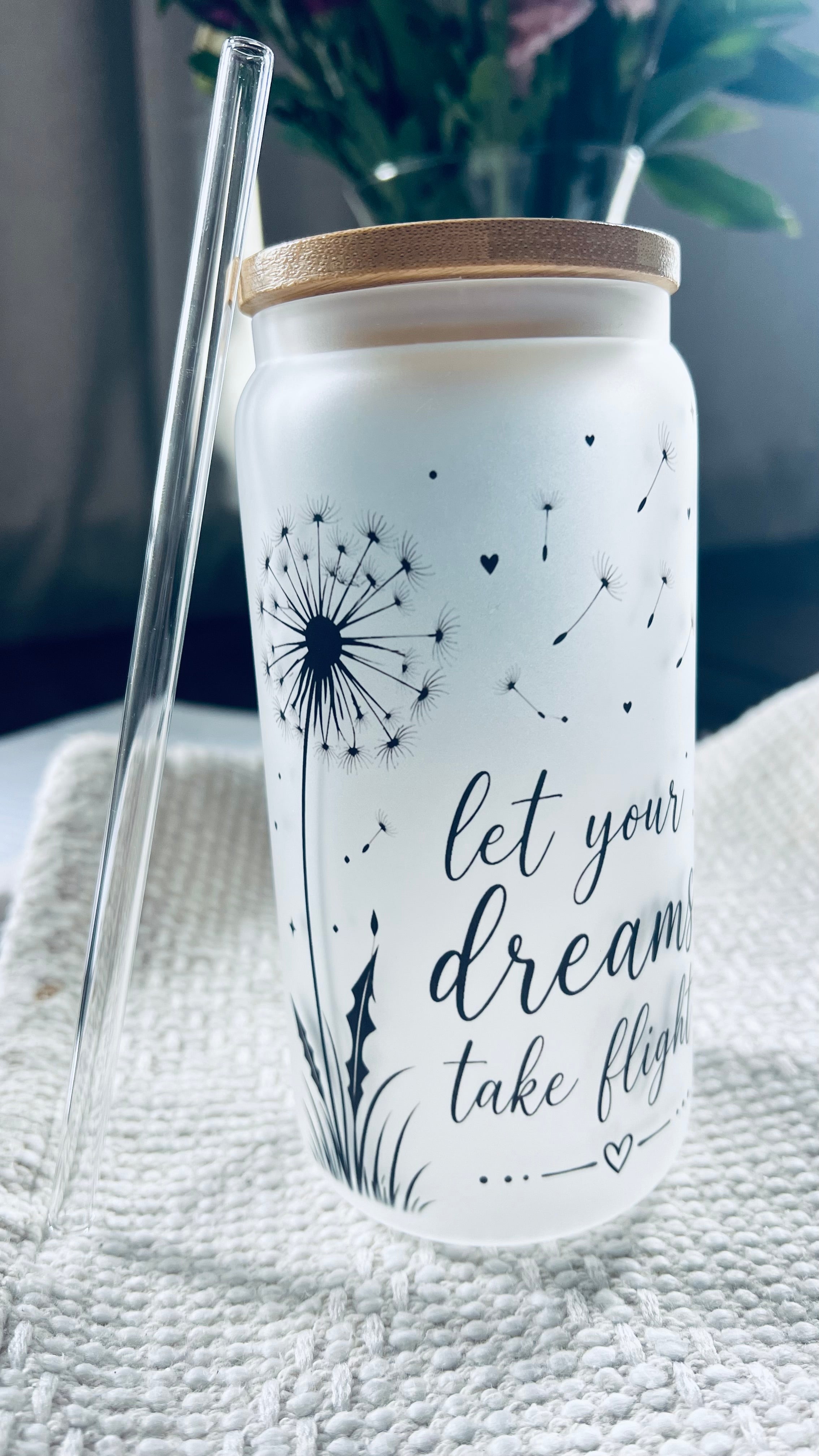 Personalized Glass Cup - Let Your Dreams Take Flight