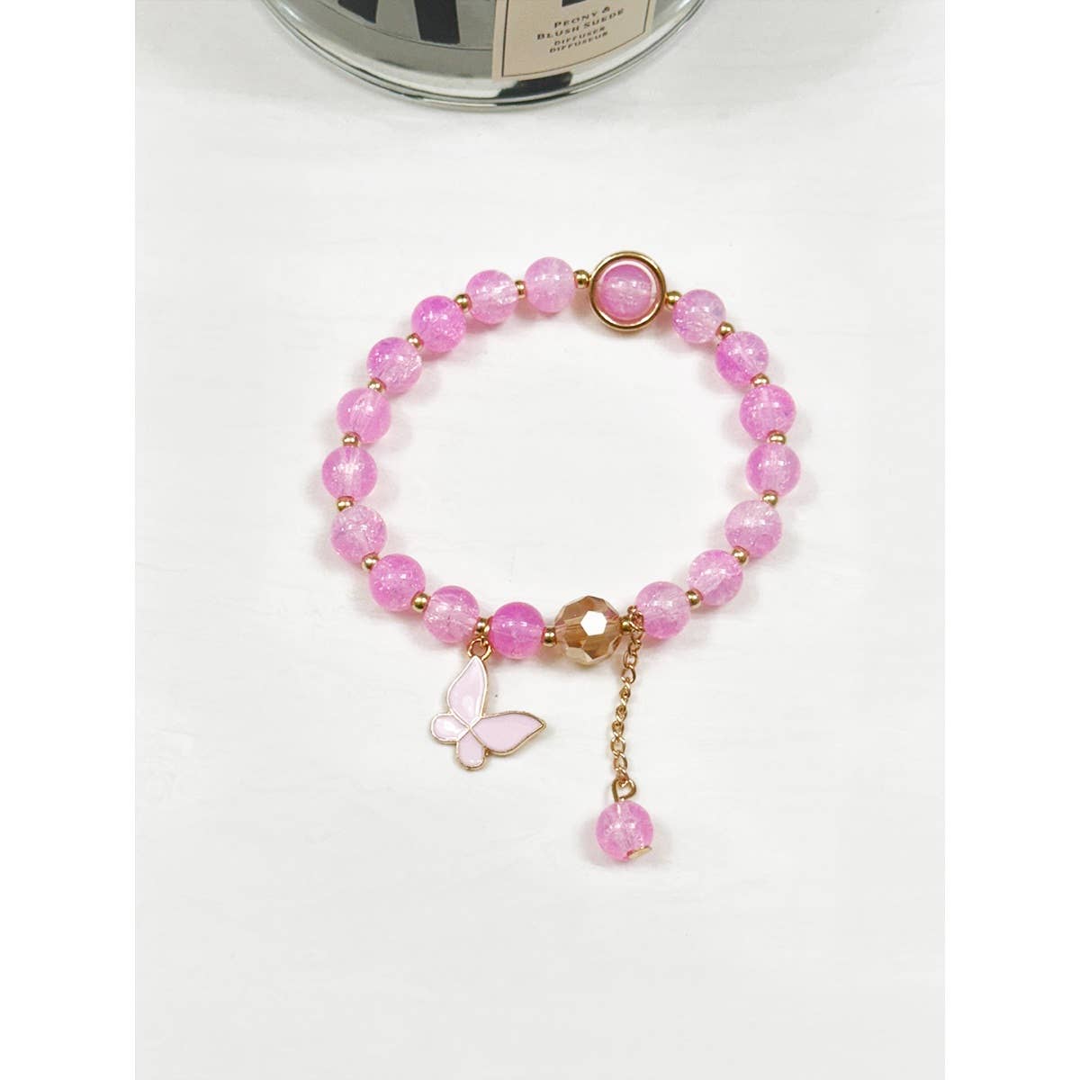 Butterfly Pendant Mix Bead Bracelet: MIX COLOR / ONE(12)