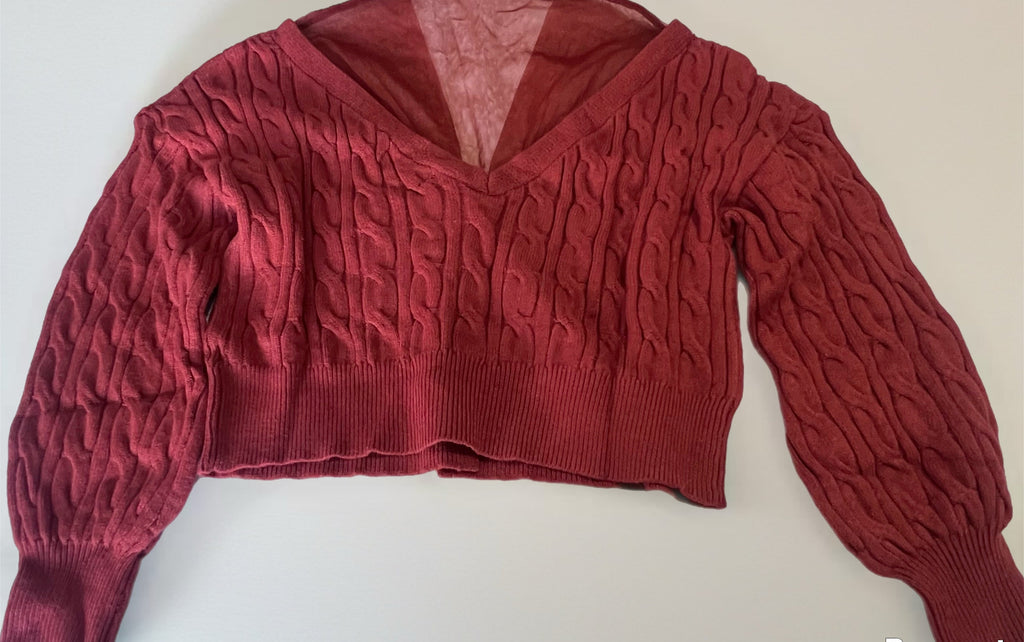 Cable Knit Long Sleeve Sweater with Rhinestone Buttons