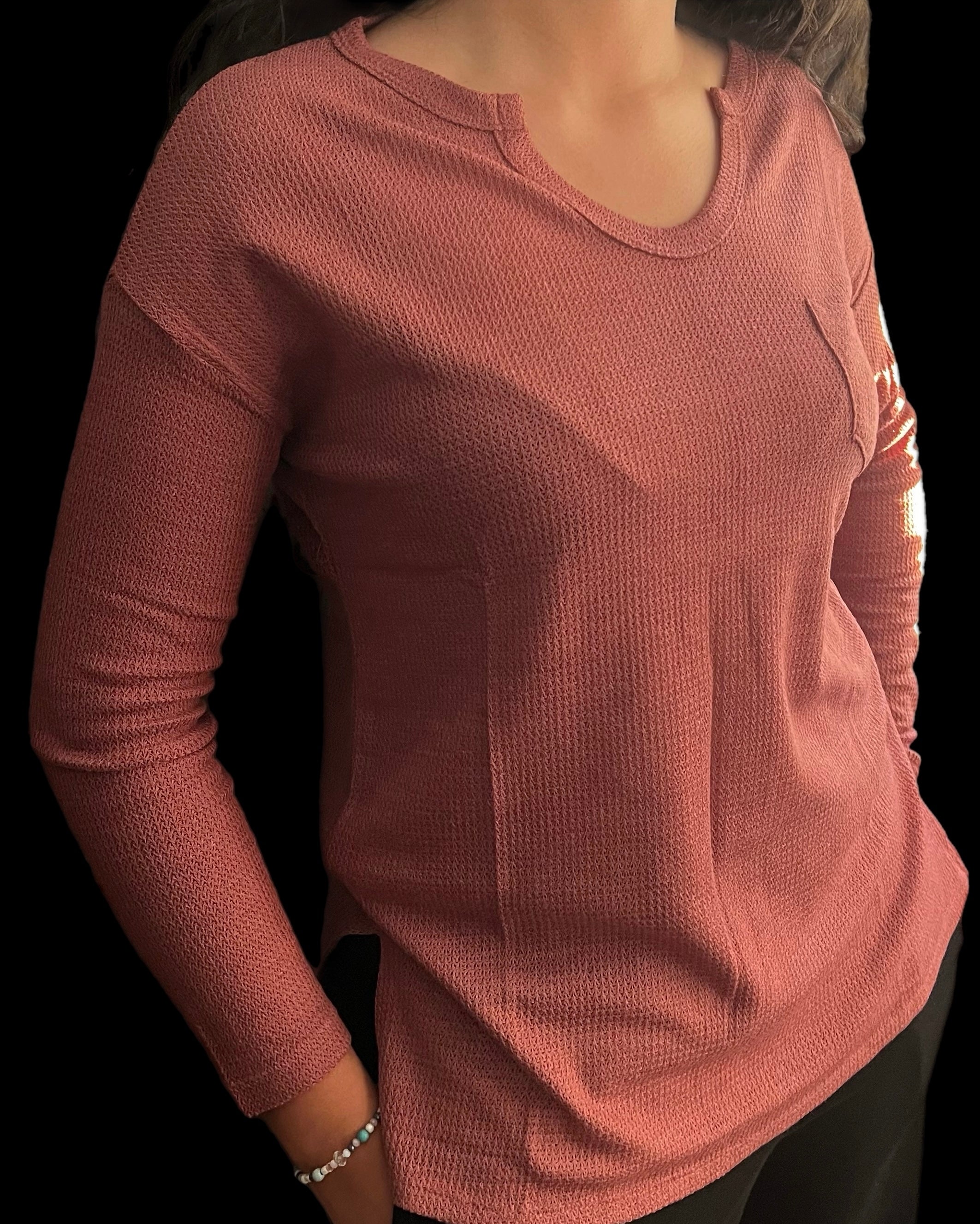Cherish Textured Pink Sweater