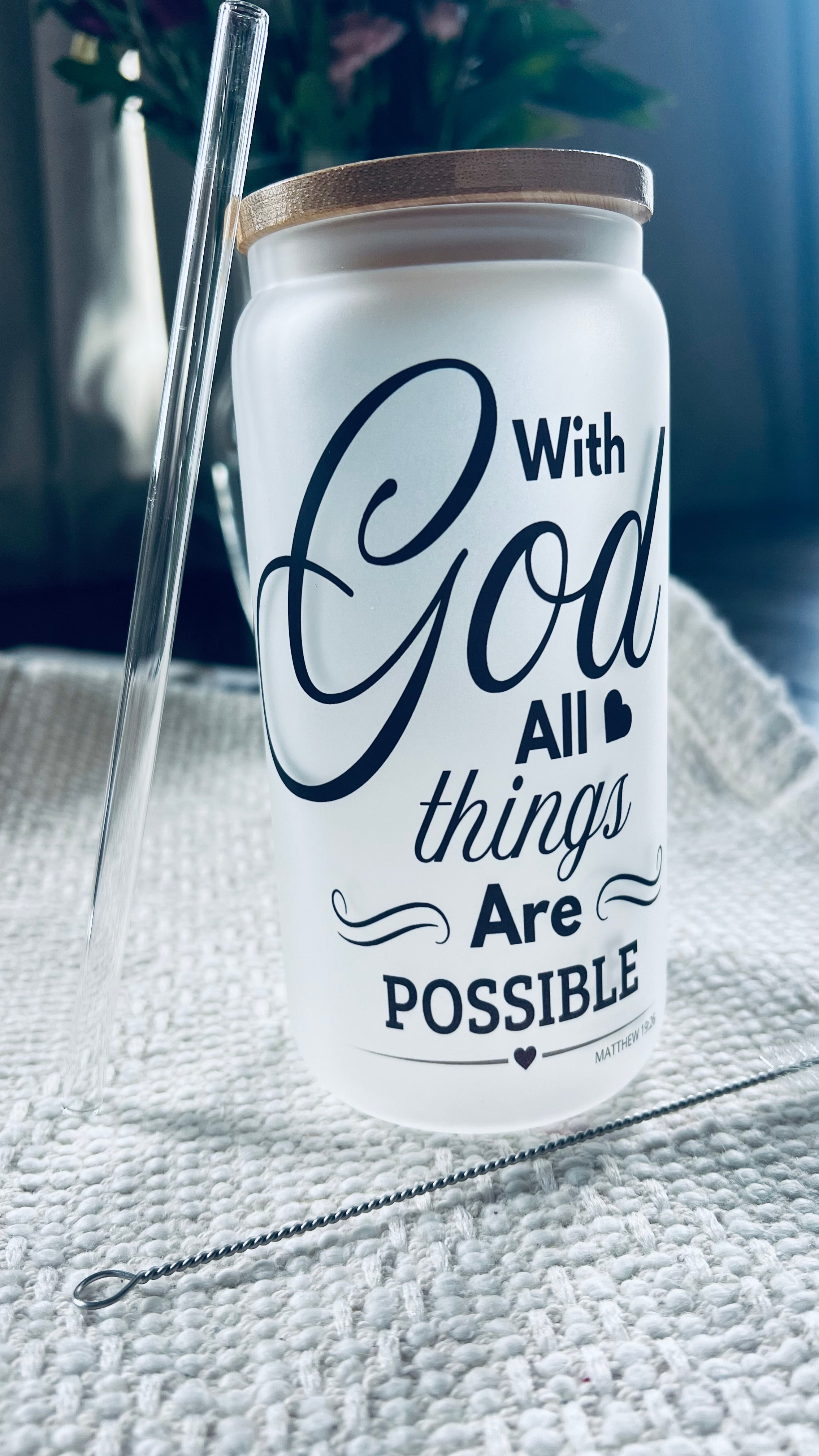 With God All Things Are Possible – Glass Cup