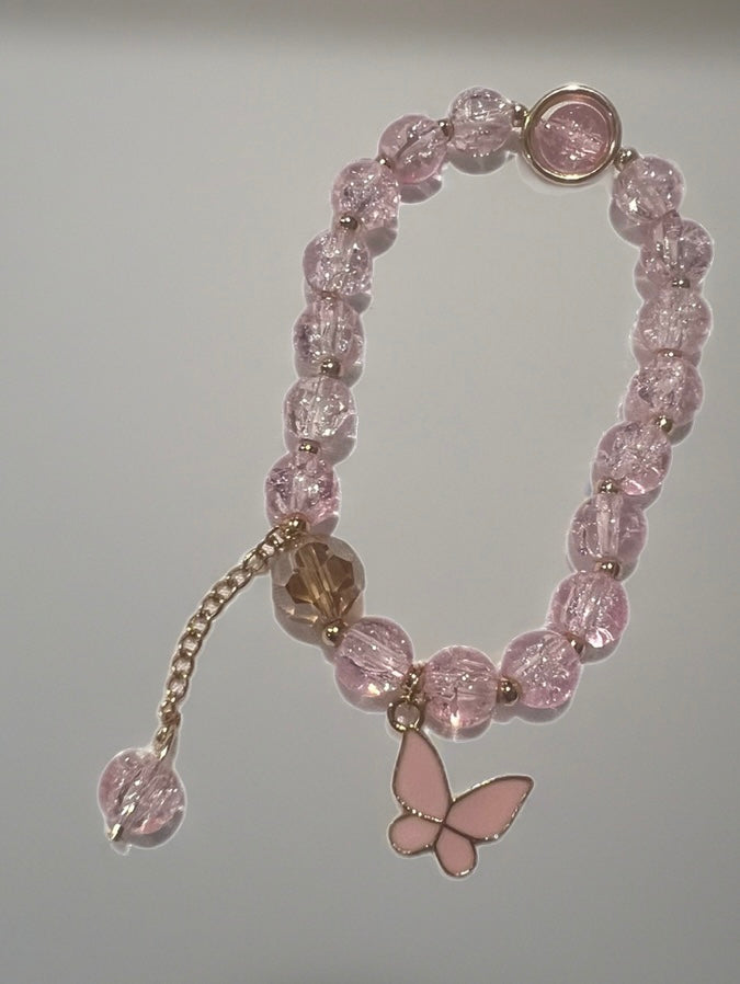 Butterfly Pendant Mix Bead Bracelet: MIX COLOR / ONE(12)