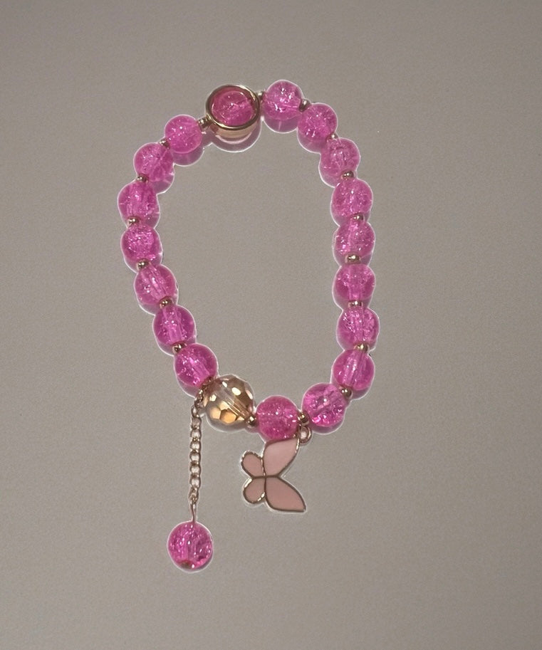 Butterfly Pendant Mix Bead Bracelet: MIX COLOR / ONE(12)