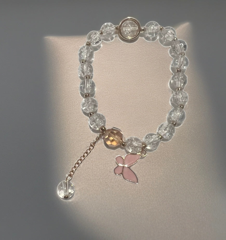 Butterfly Pendant Mix Bead Bracelet: MIX COLOR / ONE(12)