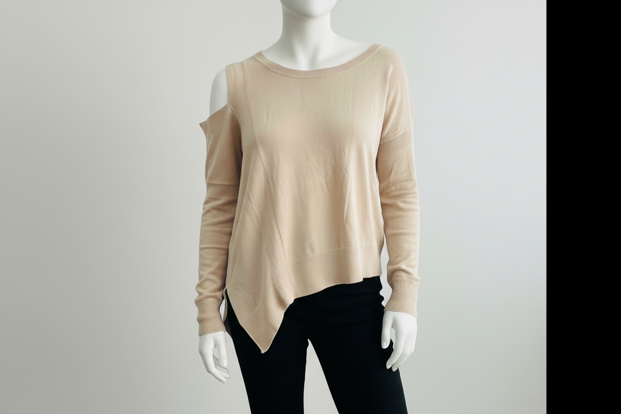 Basic Cold Shoulder Long Sleeve Soft Knit Top