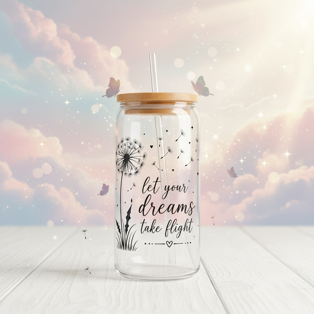 Let Your Dreams Glass Cup - Motivacional